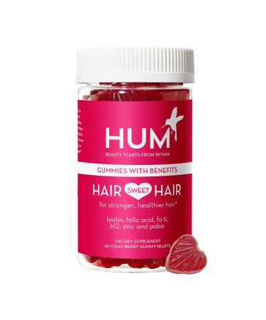 HUM Hair Sweet Hair - Hair Growth Biotin Gummies for Women - Vegan Hair Gummies Formulated with Fo Ti, Biotin, Folic Acid, Zinc, Vitamin B12 & PABA (60 Vegan Gummies) 60 Count (Pack of 1)