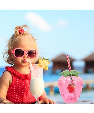 Alipis 4pcs Hawaii Sippy Cup Set - Cartoon Fruit Straw Cups with Strawberry Pendant for Luau Party - Buy Online on GoSupps.com