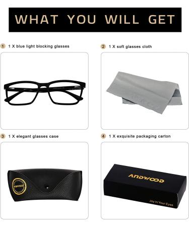 ANDWOOD AR002 Black Blue Light Blocking Glasses | Large Frame Anti Blue Ray Computer Filter for Men and Women | Lightweight Bluelight Blocker with Anti-blue Light Lens - Buy Online on GoSupps.com