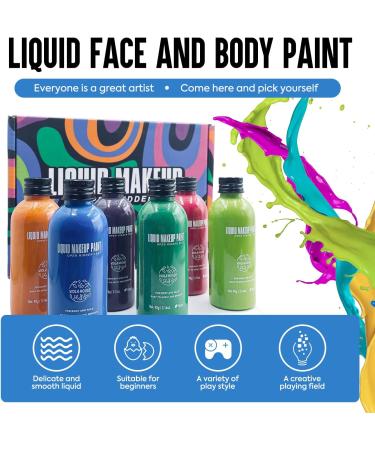 VIOLA HOUSE Halloween Face Painting Set | 6 Colors Liquid Body Paint for Adults | Cosplay Makeup Kit with 3 Blue Brushes | (03 Orange) - Buy Online on GoSupps.com