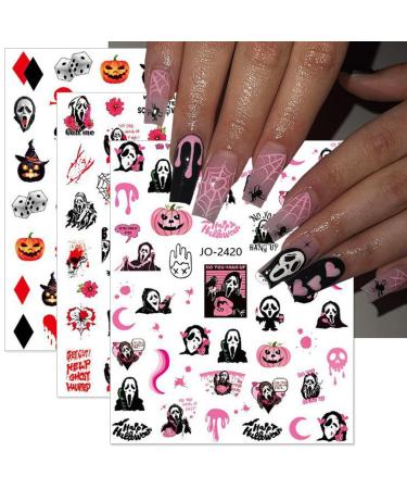 8 Sheets Halloween Ghost Nail Art Stickers - Cute 3D Self-Adhesive Designs for DIY Manicure - Horror Nail Decorations for Women & Girls - Buy Online on GoSupps.com