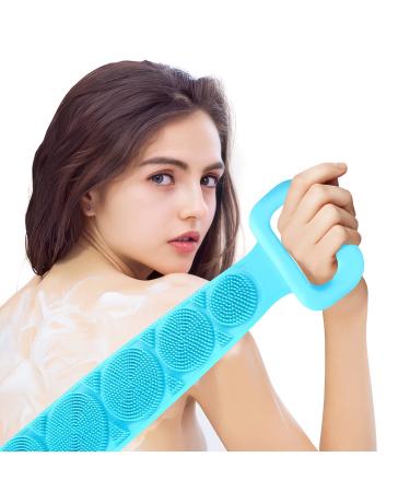 HOPESO Shower Silicone Back Scrubber, Silicone Bath Body Brush, Easy To Clean-Exfoliate, Improve Your Blood Circulation,Silicone Back Scrubber For Shower (Sky blue upgraded version)