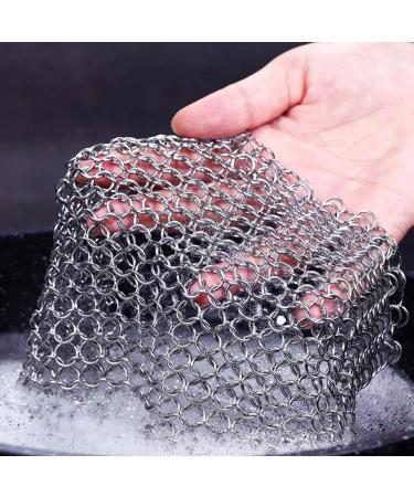 Stainless Steel Cast Iron Cleaner Abnaok 2 Packs 316L Chainmail Scrubber for Cast Iron Pan Pre-Seasoned Pan Pot Dutch Ovens Waffle Iron Pans Scraper Grill Cast Iron Skillet Scraper - Buy Online on GoSupps.com