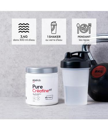 PURE CREATINE HT | 100% Creatine Monohydrate Creapure Powder | Pre Workout Bodybuilding | Muscle Building | Strength & Muscle Resistance | 300g - 88 Shakers | Unflavored Powder | Eiyolab - Buy Online on GoSupps.com
