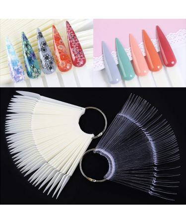 FOReverweihuajz Fan Shape Pointed False Nail Tips - Clear Polish Color Chart for Salon Manicure Art Display - Buy Online on GoSupps.com