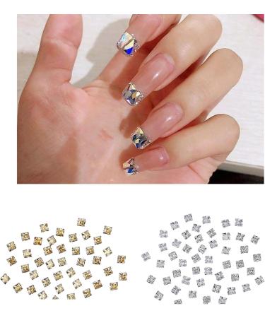 Unique Square Pointed Bottom Rhinestones For Nail Decoration Eye Catching Nail Accessories Square Pointed Bottom Rhinestones White middle - Buy Online on GoSupps.com