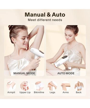 Laser Hair Removal IPL Device for Women and Men - Permanent Painless Hair Remover for Face & Body - 999,999 Flashes - White Gold - Buy Online on GoSupps.com