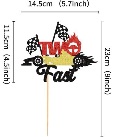 Cyodoos 1Pcs Two Fast Cake Topper Race Car Cake Decoration Racing Car Theme Race Car Theme 2nd Birthday Party Decoration Boy Girl Second Birthday Flag Sign Supplies - Buy Online on GoSupps.com