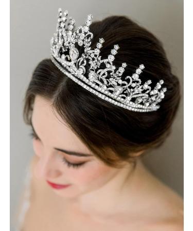SWEETV Silver Queen Crown Tiara for Women - Wedding & Prom Headpiece - Buy Online on GoSupps.com