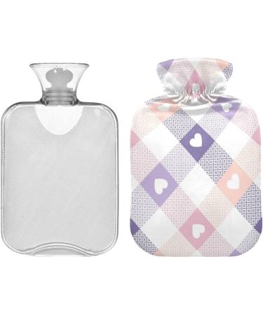 Naanle Hot Water Bottle | Valentine's Day Tartan Plaid | 1L Pain Relief for Back Hands & Feet | Warm & Cold Therapy - Buy Online on GoSupps.com