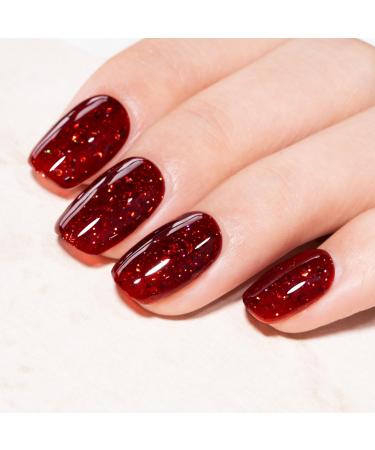 MEGIOR Burgundy Glitter Gel Nail Polish 15ml Sparkling Sequins Gel Polish High Gloss Soak Off UV LED Nail Gel Polish for Nail Art Manicure Salon DIY Home Gift for Girls