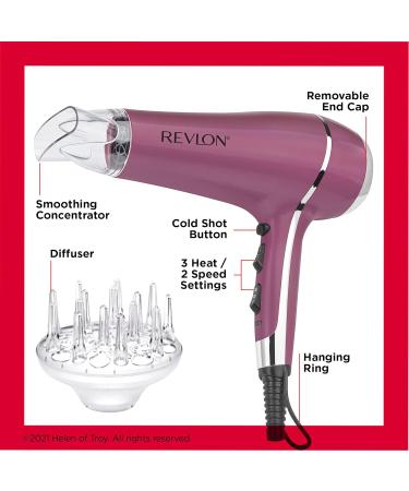 REVLON 1875 Watt Ionic Hair Dryer - Pink Titanium Tourmaline 3 Heat & 2 Speed - Ideal for International Shipping - Buy Online on GoSupps.com