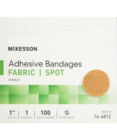 MCKESSON Adhesive Spot Bandage Medi-Pak Performance Fabric 1" Diameter Round Tan (#16-4812, Sold Per Box) 100 Count (Pack of 1)