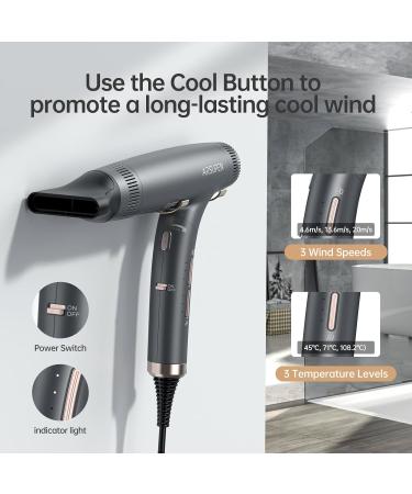 Professional Fashion Hair Dryer - Dual Ion Quick Dry Magnetic Nozzle Portable 12 Modes Low Noise - Buy Online on GoSupps.com