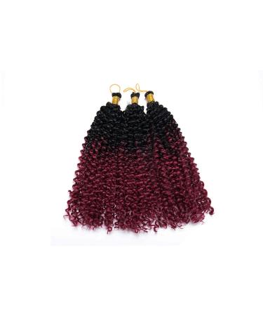 Marlybob Ombre Deep Wave Crochet Braids - 3 Bundle Afro Jerry Curl Extensions | 35cm Dark Black to Rose Red - Buy Online on GoSupps.com