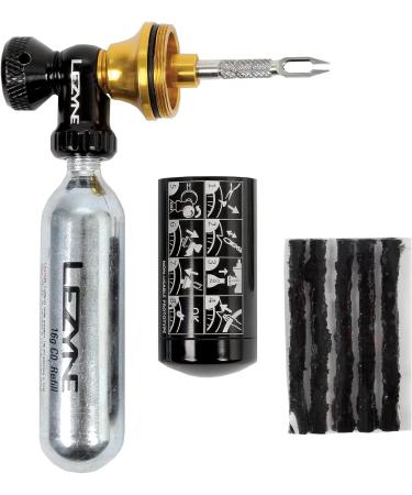 Lezyne Tubeless CO2 Blaster | Inflator & Repair Kit - Black/Gold for Road, Gravel, Mountain Bikes - Buy Online on GoSupps.com