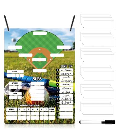 Metal Magnetic Dugout Board Set Hanging Magnetic Baseball Softball Lineup Board with 30 Pcs Lineup Cards 2 Pcs Snap Hooks Dry Erase Pen Baseball Magnet Board for Dugout Batting Coaching Accessories