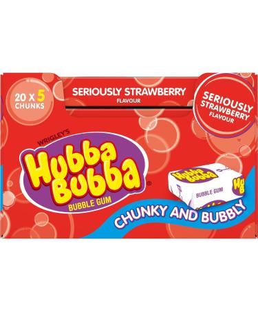Hubba Bubba Chewing Gum Snappy Strawberry Mega Long Tape 12 Packs of 180 cm & Chewing Gum Seriously Strawberry 20 Packs of 5 Pieces - Buy Online on GoSupps.com