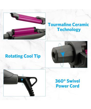Ceramic Hair Crimper Iron for Instant Beach Waves & Deep Barrel Curls - 3 Barrel Curling Iron 0.59 inch - Valentines Day Gift for Women - Buy Online on GoSupps.com