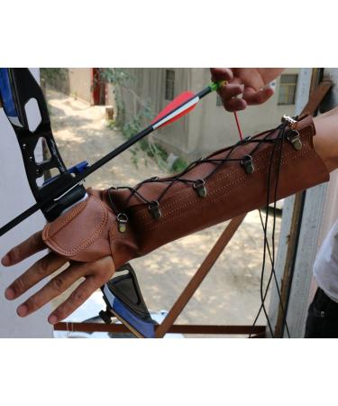 Nachvorn Handmade Brown Leather Arm Guard Bow Shooting Glove - Left Hand - Buy Online on GoSupps.com