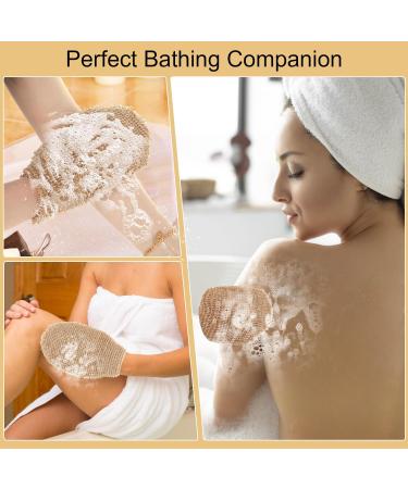 COMNICO 2pcs Exfoliating Body Scrubber Natural Hemp Back Scrubber Exfoliator Loofah Shower Bath Wash Deep Cleaning Glove and Strap Dead Skin Removal for Men Women - Buy Online on GoSupps.com