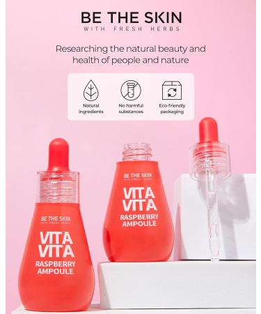 BE THE SKIN Vitavita Raspberry Ampoule - Radiance Boosting Face Serum for Even Skin Tone and Enhanced Elasticity with Niacinamide Vitamin C 11 Peptides 1.01 fl.oz. - Buy Online on GoSupps.com