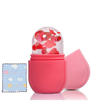 Kateluo ice cube shapes & shells ice face scooter with a handkerchief Ice Face Rollerlauf face eyes and neck apply the skin to lighten the skin and strengthen the natural radiation pink