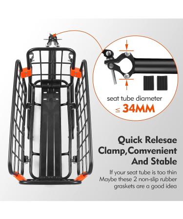 Versatile Bike Rear Rack with Basket | 165lb Load Capacity | Quick Mount & Adjustable | Includes Free Bungee Cord, Tools & Waterproof Cover - Buy Online on GoSupps.com