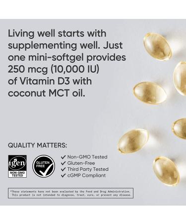Sports Research Vitamin D3 250 mcg (10000 IU) - 120 Softgels with Coconut Oil - Buy Online on GoSupps.com
