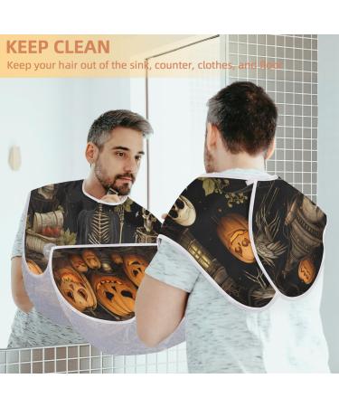 Beard Bib Apron for Men | Halloween Pumpkin Skeleton Hair Catcher | Perfect Gift for Dad - Father's Day Anniversary Christmas - Buy Online on GoSupps.com