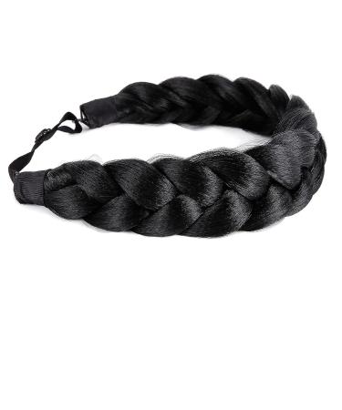 Bohemian Braided Headband Wig - Oversized Strand, Classic Style, Elastic Synthetic Hairband for Women and Girls (Black 1B) - Buy Online on GoSupps.com