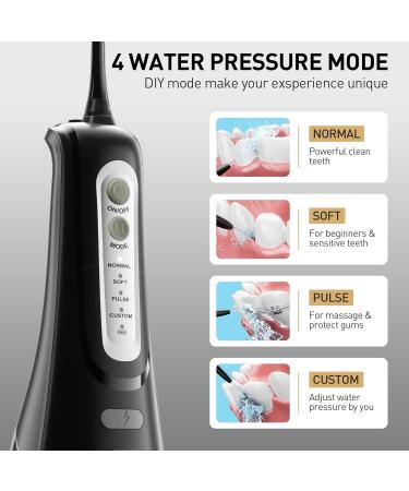 ZPN Cordless Water Dental Flosser - Portable Oral Irrigator with 4 Modes & 5 Tips - IPX7 Waterproof Teeth Cleaner for Home & Travel (Black - Buy Online on GoSupps.com