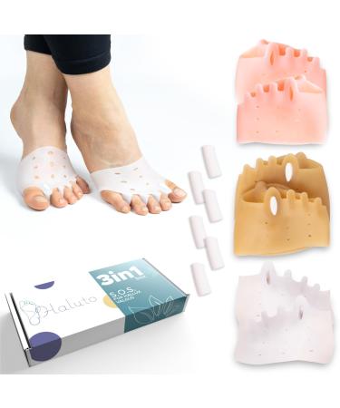 Haluto 3 pairs / 6 pieces toe spreader with gel medium -footed cushion - Hallux valgus correction - Bale cushion fore - hammer toe correction - Toe spreader gel for overlapping toes - toe separator multicolored