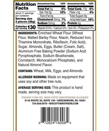 Biscotti Brothers Bakery Almond Biscottini 10oz - Handcrafted Italian Almond Biscotti - Buy Online on GoSupps.com
