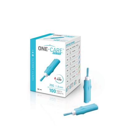 MediVena ONE-CARE Plus Safety Lancets Contact-Activated 25G x 1.8mm 100/bx Sterile Single-Use Easy Fingerstick for Comfortable Blood Sampling - Buy Online on GoSupps.com