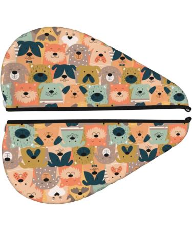Buy Hair Towel Wrap for Quick Drying | Button Towel Turban in Colorful Dogs Design - Ideal for All Hair Types - Buy Online on GoSupps.com