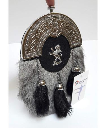 Scottish Kilt Sporran - Grey Goat Skin Full Dress Sporran with Celtic Chrome Cantel - Buy Online on GoSupps.com