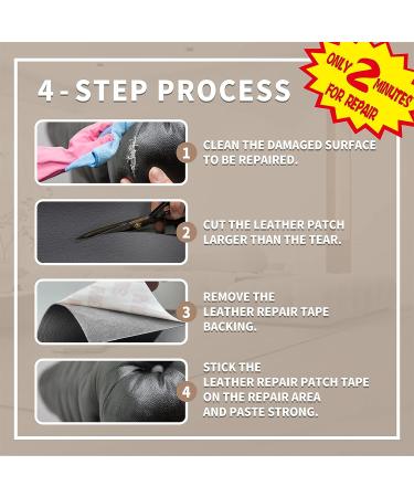 ALLANSING Leather Repair Tape Patch - Self Adhesive Vinyl Repair Tape for Furniture Couch Upholstery - Black 3.5x65 Inch - Buy Online on GoSupps.com