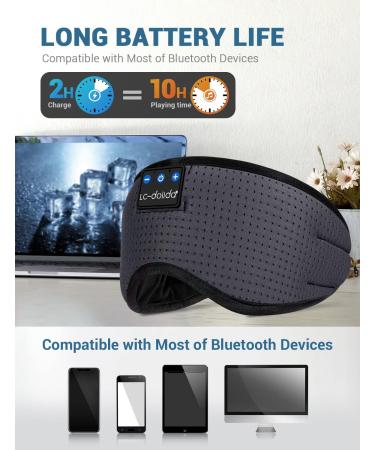 LC-dolida Bluetooth Sleep Mask with Headphones - Breathable Eye Mask for Side Sleepers - Comfortable HD Speakers - Sleep Aids for Adults - Grey - Buy Online on GoSupps.com