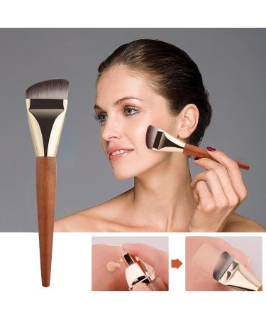 Flaw Less Finish Foundation Brush - Precision Flat Top Brush Effortless Control Concealer Tool | Wooden Handle Blending Brush Face Makeup Esential Expert Contour Tool for Liquid Cream and Powder b. Wood Color - Buy Online on GoSupps.com