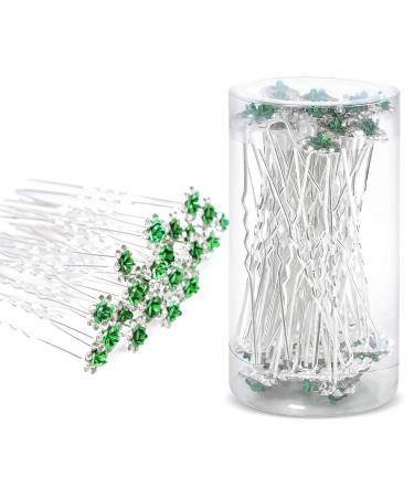 BETITETO 40 Pcs Green Crystal U-Shaped Flower Rhinestone Hair Pins for Bridal Wedding & Girls' Sweet Sixteen - Hair Accessories for Party - Buy Online on GoSupps.com