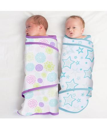 Miracle Blanket Baby Sleep Swaddle Wrap - Aqua Stars, Newborn Boy/Girl 0-3 Months - Buy Online on GoSupps.com