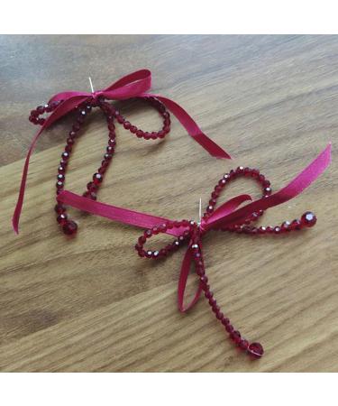 Feyley Red Loop Earrings - Exaggerated Tassel & Crystal Long Drop Jewelry for Women & Girls - Buy Online on GoSupps.com