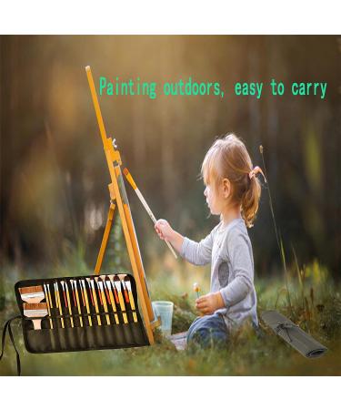 KAZETEC 22 Slot Canvas Brush Pouch Roll Up - Brush Holder for Artist Acrylic, Oil, Watercolor Brushes - Protect & Carry Bag - Classroom & Outdoor Storage Solution - Buy Online on GoSupps.com