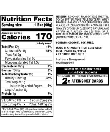 Atkins Endulge Chocolate Coconut Bars - Keto-Friendly Treats | Value Pack (10 Bars) - Buy Online on GoSupps.com
