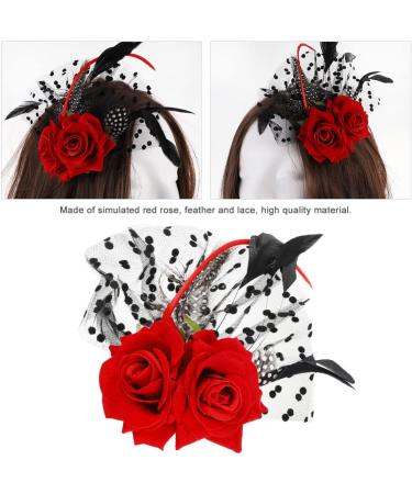 LALAFINA Halloween Red Rose Hairpin Headdress Bridal Dress Hair Accessories Stage Banquet Photo Accessories Hairpin Flower Mesh Hair Clip Fascinator Clip Prom Cloth Flowers Bride - Buy Online on GoSupps.com