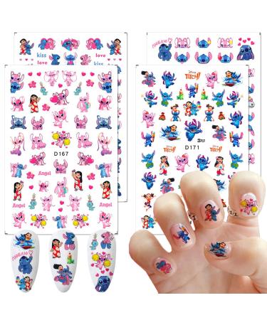 4 Sheets Cute Cartoon Nail Art Stickers Decals 3D Self Adhesive Designer Nail Stickers Kawaii Design Cute Nail Art Supplies Cute Nail Decals for Women Girls Nail Decorations DIY Manicure T5