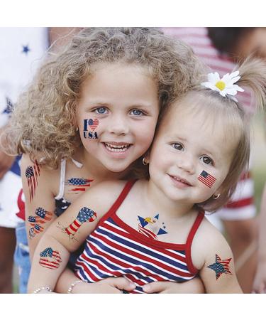 20 Sheets American Flag Temporary Tattoos - Patriotic Fourth of July Face Stickers - Buy Online on GoSupps.com