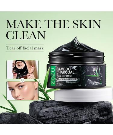 Bamboo Charcoal Facial Peel Mask - Blackhead Removal Clear Pores & Soft Skin | 100g - Best Peel-off Mask for Clean Skin - Buy Online on GoSupps.com