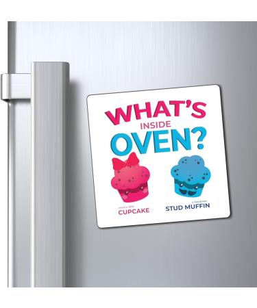 What's Inside Oven Little Cupcake or Muffin Men Women Tshirt Cute Babies Gender Announcement Fun Tee Shirt Gift Magnets 3" 3" - Buy Online on GoSupps.com